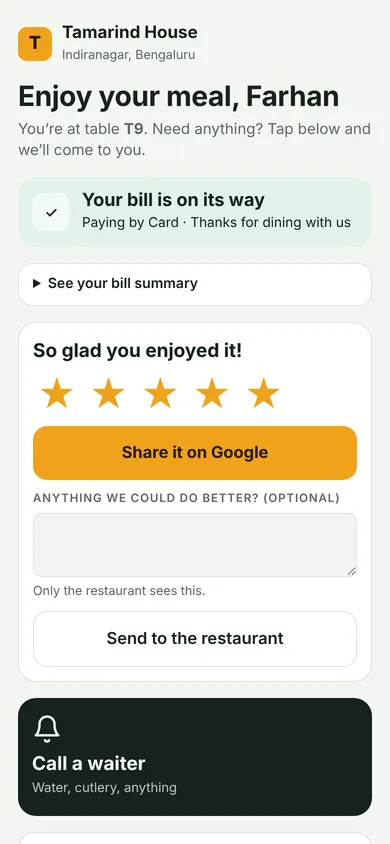 Five-star rating and Share it on Google button